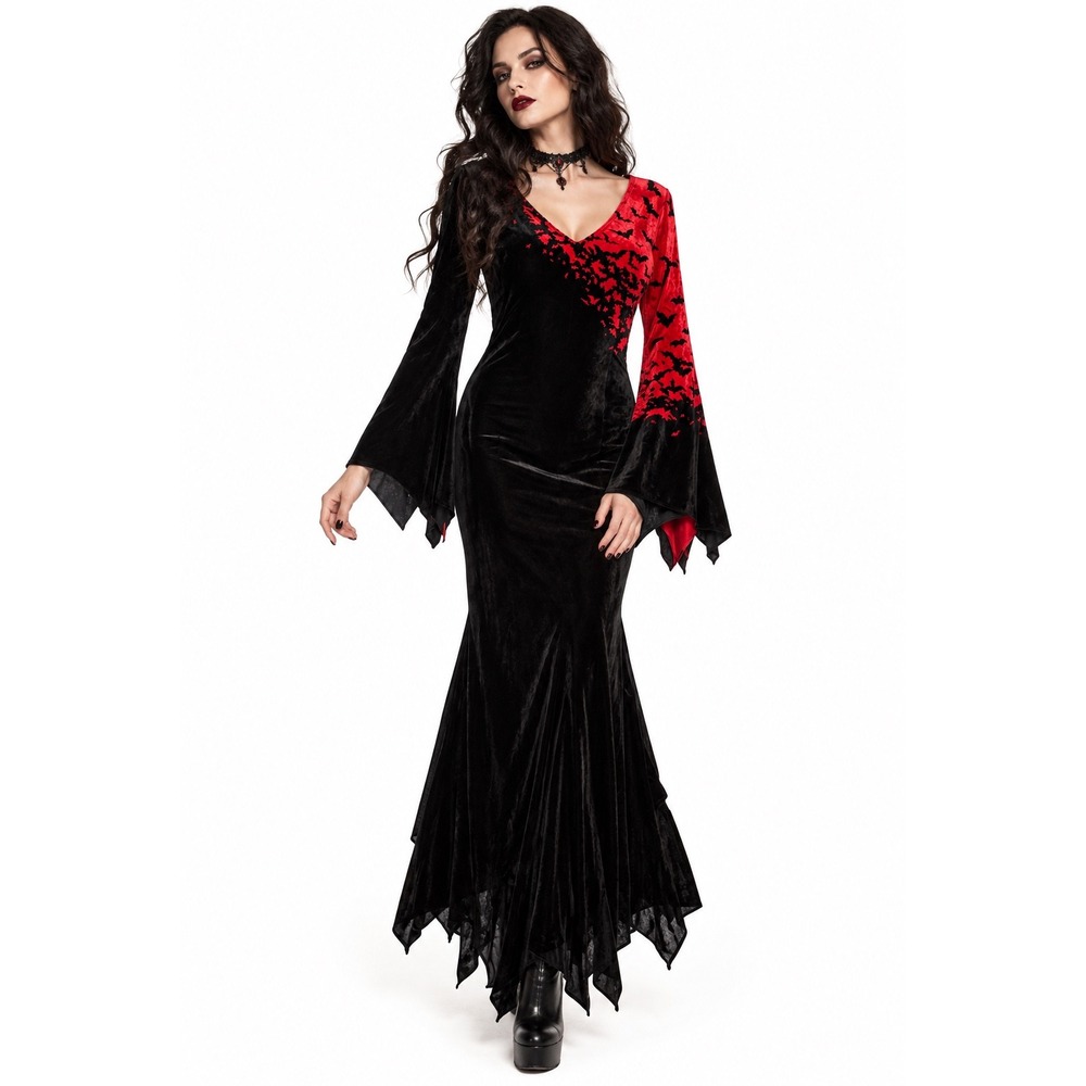 California Costume Queen of Nightfall Dress Women Large Stretch Velvet Vampire